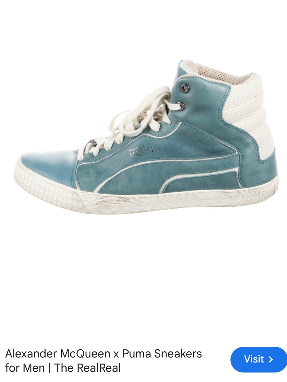Alexander McQueen x PUMA Street Climb High-Top Sneakers — Blue Leather